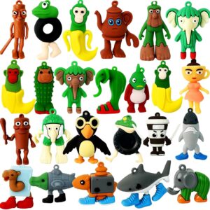 24Pcs Italian Brainrot Toys, Tralalero Tralala Action Figure Tung Tung Tung Sahur Figure 2.5in Funny Animals, Unique Key Chain, Decorations Gifts for Fans
