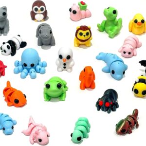 32pcs Mini Animal Figurines Set,3D Printed Articulated Flexible Fidget Toy, Figurines Toy,Cute Animal Toys for Home, Office, Decor
