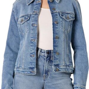 Amazon Essentials Women's Regular-Fit Low Stretch Denim Button-Front Trucker Jacket