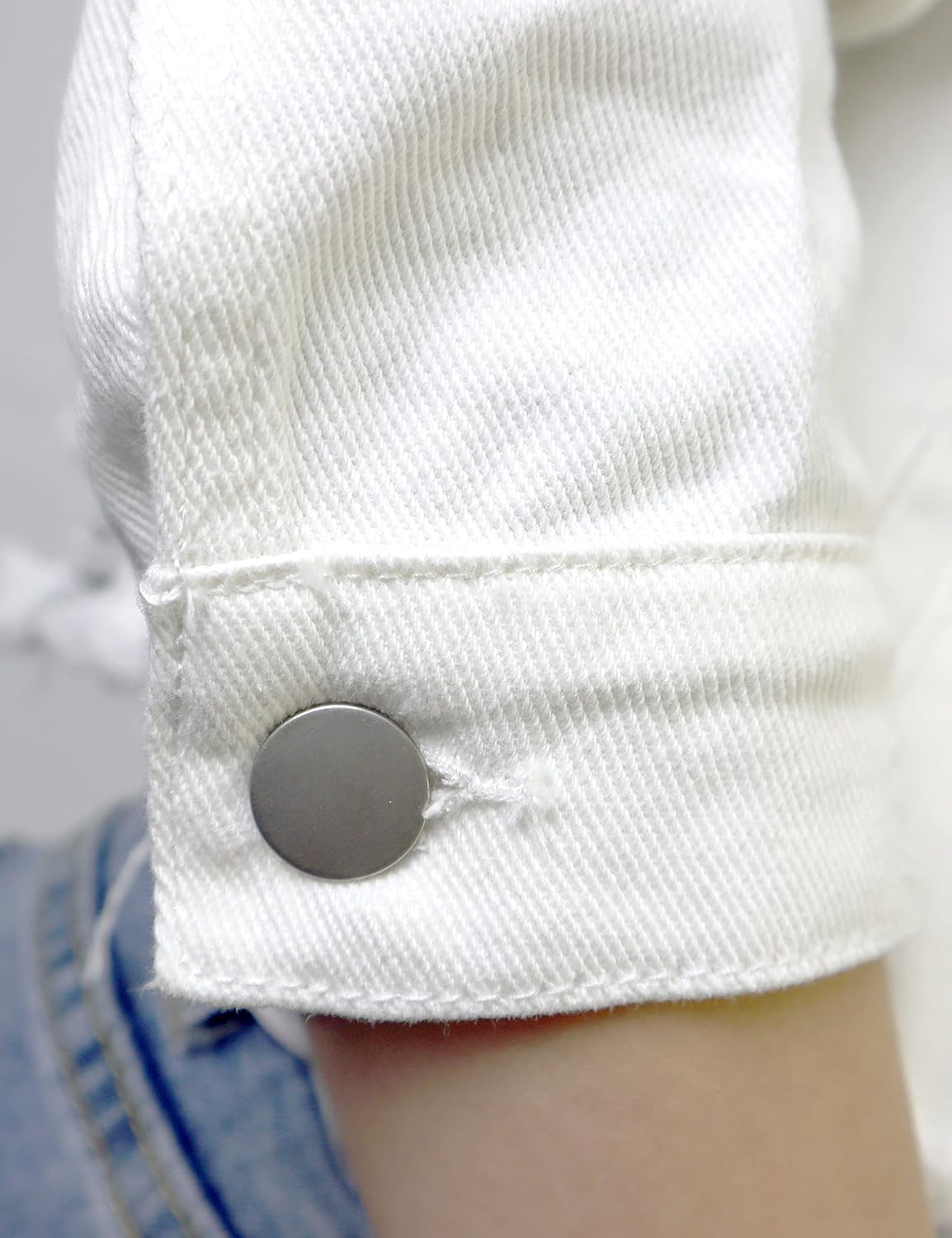 AMEBELLE Jean Jacket for Women Long Puff Sleeve Distressed Crop Denim Jackets Top - Image 4