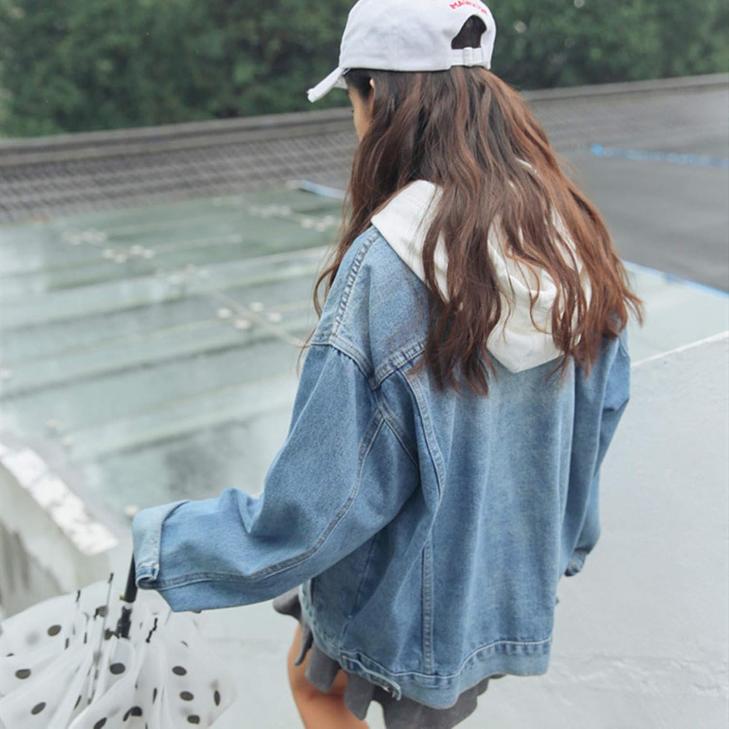 Ankecity Women's Boyfriend Denim Jackets Long Sleeve Loose Jean Coats Oversize\u2026 - Image 6
