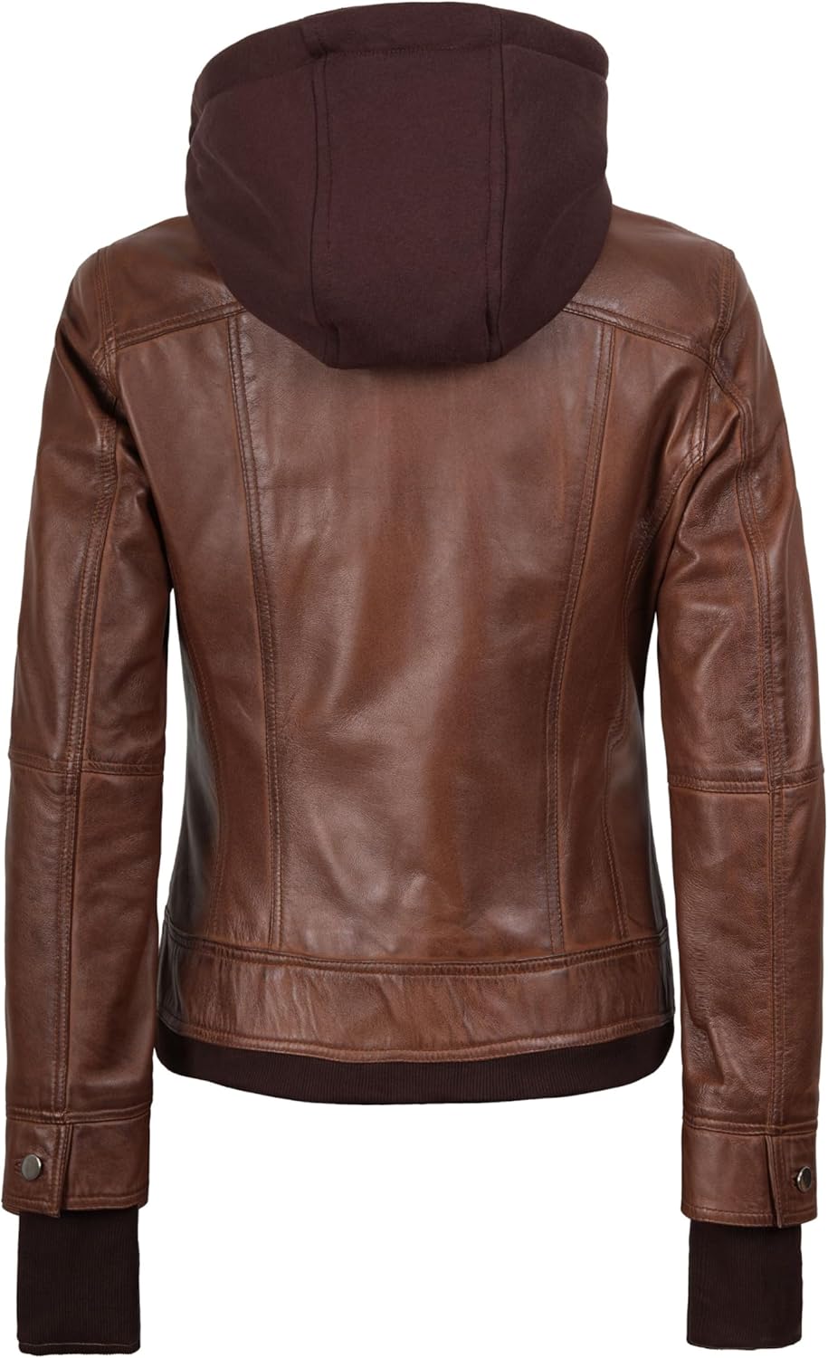 Blingsoul Leather Bomber Jacket Women - Real Lambskin Womens Leather Jackets with Removable Hood - Image 6