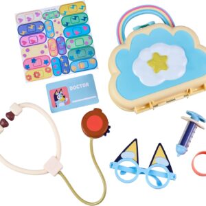 Bluey Cloud Bag Doctor's Set, Doctor Check Up Set, Toy Doctor's Playset with 7 Play Pieces