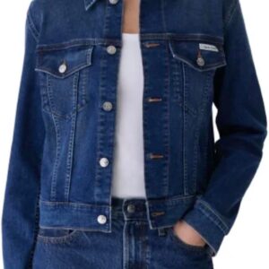 Calvin Klein Women's Long Sleeve Button Up Denim Classic Trucker Jacket
