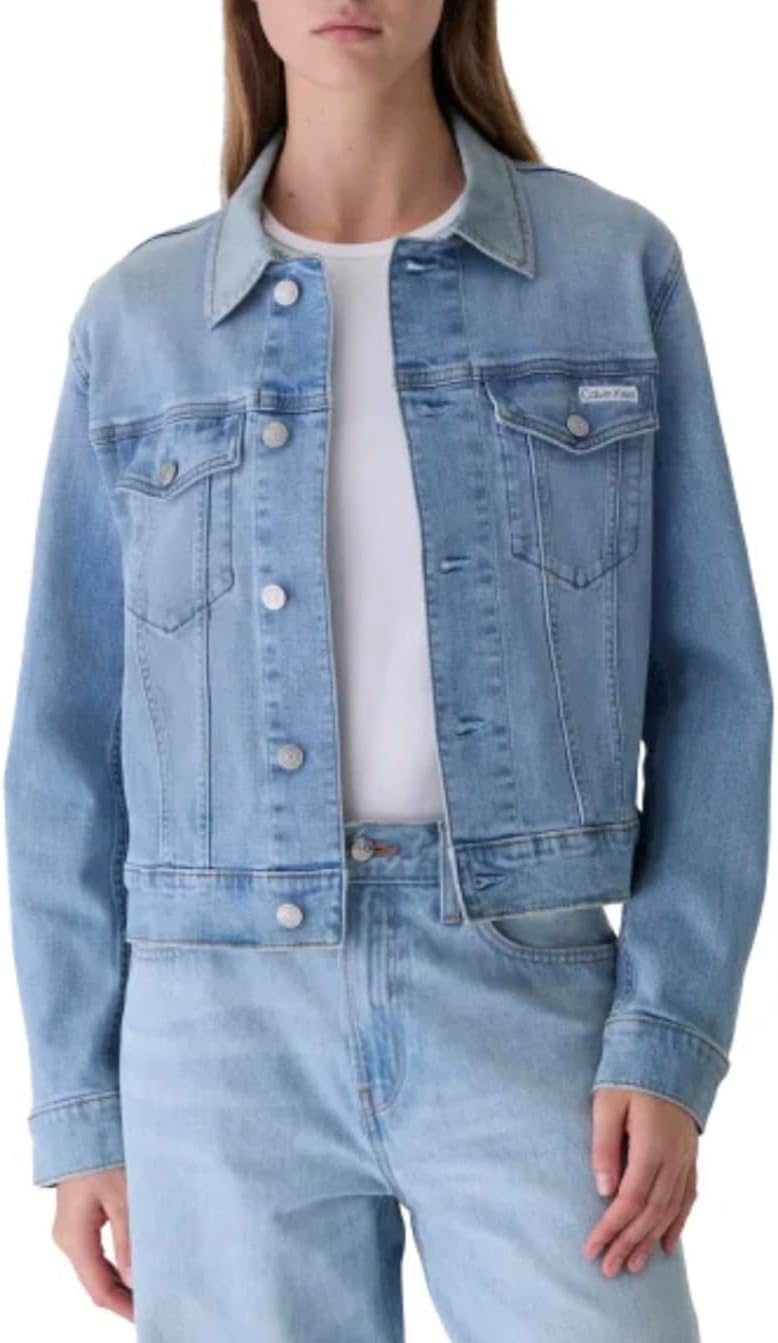 Calvin Klein Women's Long Sleeve Button Up Denim Classic Trucker Jacket - Image 3