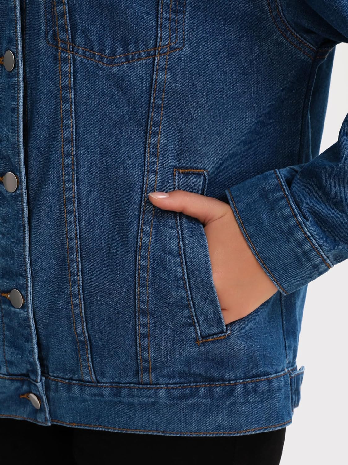 CIMUK Women's Jean Jacket Button Down Corduroy Collar Long Sleeve Western Shacket Denim Jackets - Image 5