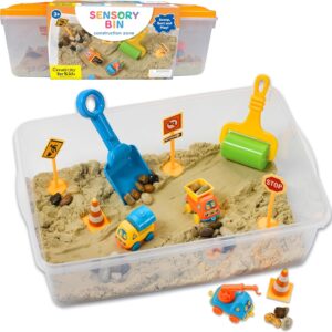 Creativity for Kids Sensory Bin: Construction Zone Playset - Preschool Learning Activities, Excavator Toys for Boys Ages 3-5+, Outdoor Toys and Gifts for Kids