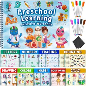 Curious 2 Learn Toddler Preschool Learning Activities | Handwriting Practice for Kids | Workbook Learning Resources| Tracing Kindergarten Workbooks | Busy Book | 4 Year Old Boy Birthday Gift | Blue