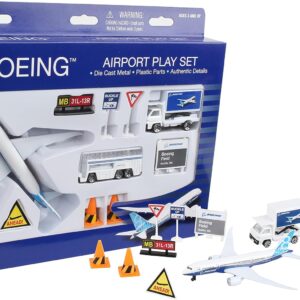 Daron Airport Playset \u2013 Boeing 787 \u2013 Die-Cast Metal Airplane Toy with Plastic Accessories and Vehicles for Kids Ages 3+