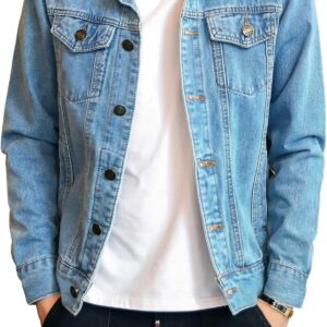 DAVID.ANN Men's Denim Jacket Slim Fit Trucker Coat