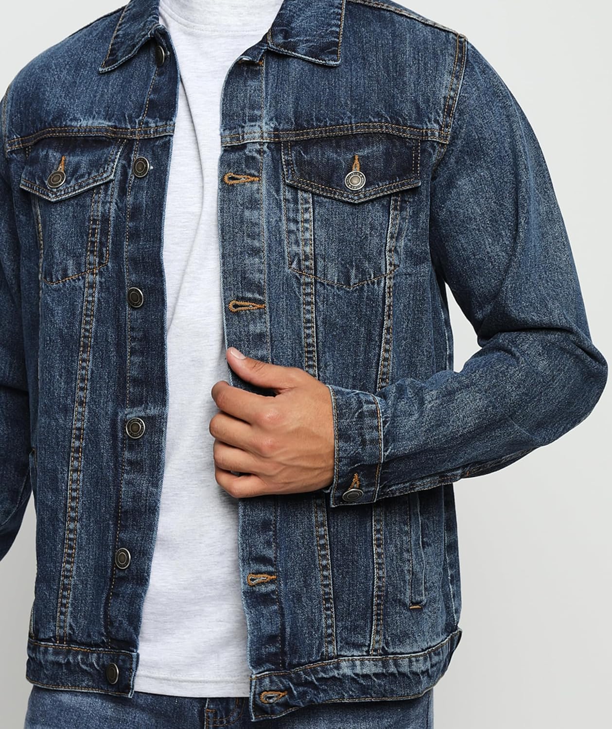 Denim Jacket Men - Casual Vintage Regular Fit Button Down Trucker Style \u2013 Mens Jean Jackets Stylish Everyday Outerwear - Image 4