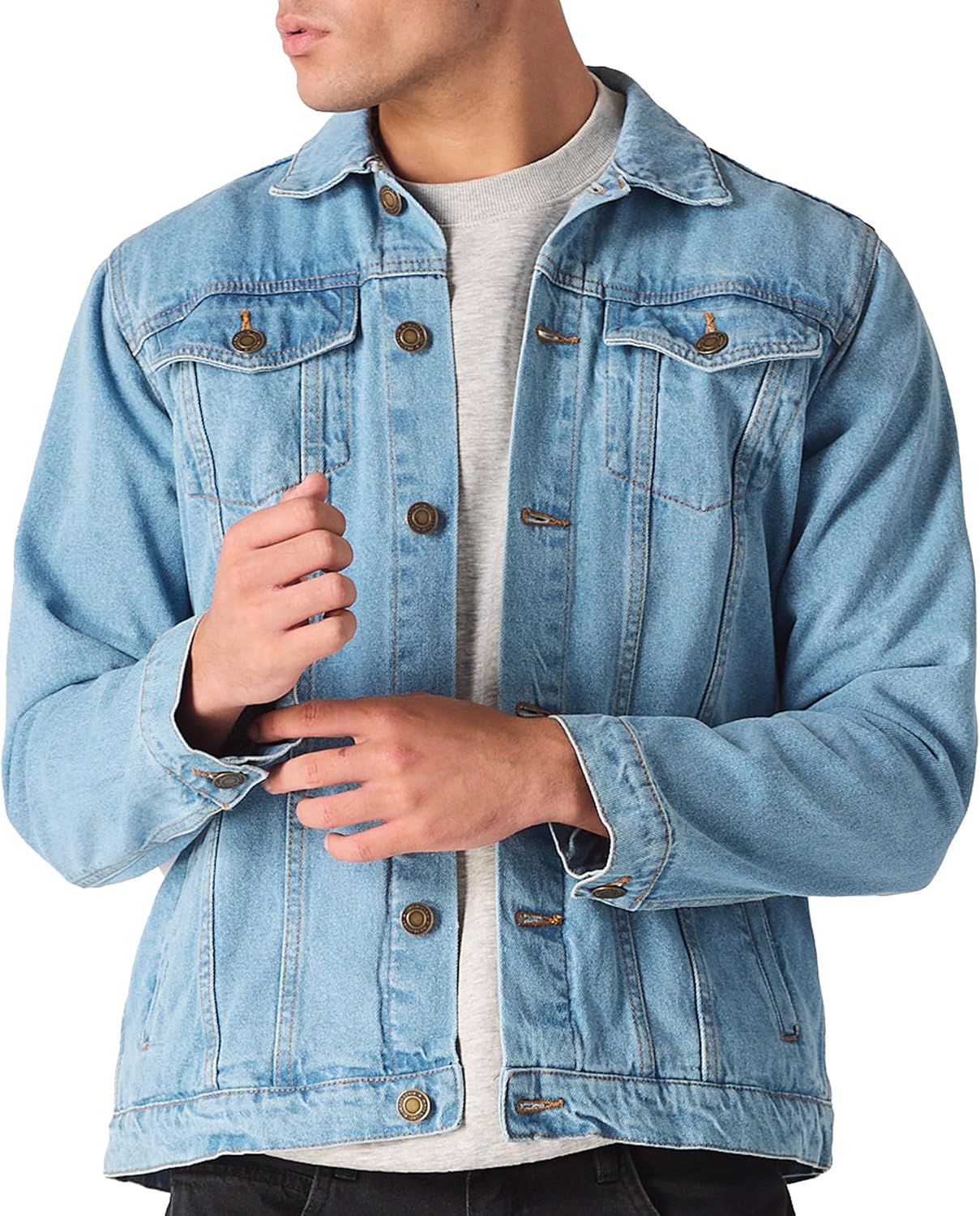 Denim Jacket Men - Casual Vintage Regular Fit Button Down Trucker Style \u2013 Mens Jean Jackets Stylish Everyday Outerwear - Image 8