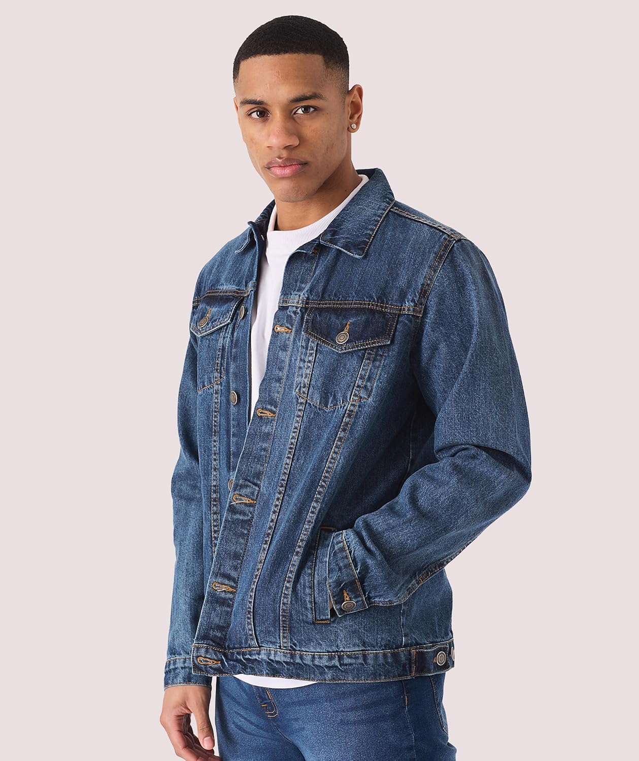 Denim Jacket Men - Casual Vintage Regular Fit Button Down Trucker Style \u2013 Mens Jean Jackets Stylish Everyday Outerwear - Image 2
