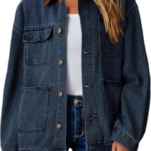 Dokotoo Denim Jackets for Women Casual Long Sleeve Oversized Jean Jacket Fall Clothes 2025