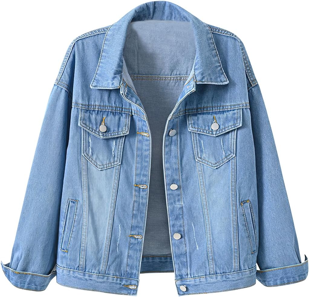 ebossy Women's Candy Color Denim Jacket Relaxed Fit Casual Jean Trucker Jacket - Image 15