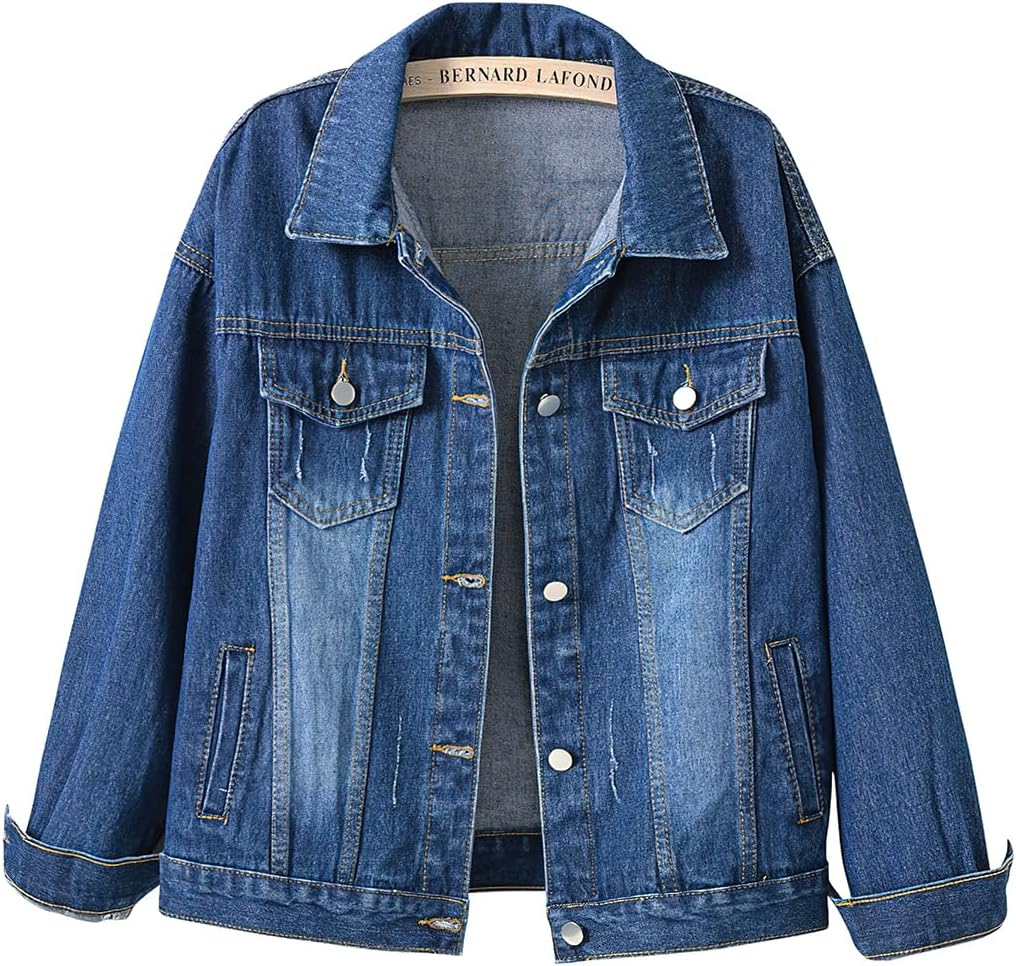 ebossy Women's Candy Color Denim Jacket Relaxed Fit Casual Jean Trucker Jacket - Image 13