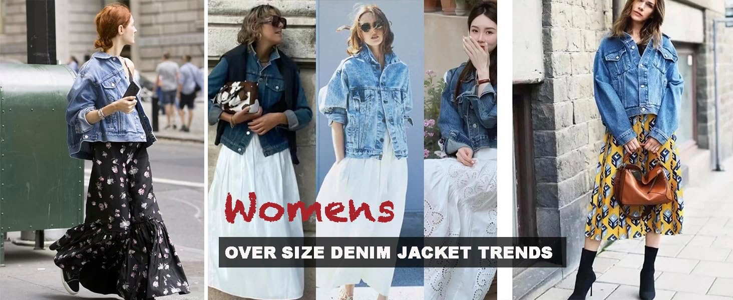 EG CHRIS G Women's Denim Jacket Loose Relaxed Fit with Pocket Trucker Jean Jacket Coats - Image 7