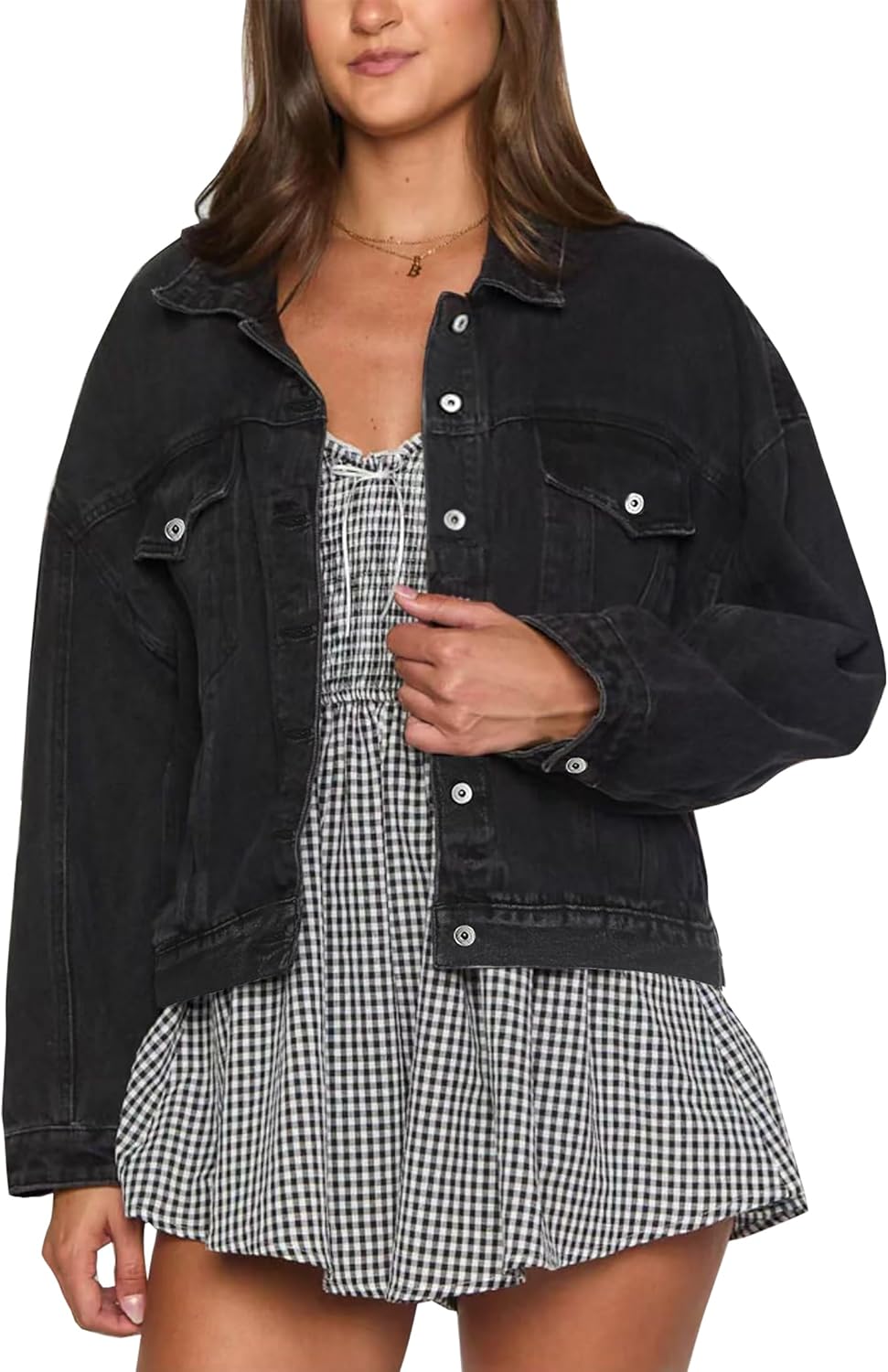 EG CHRIS G Women's Denim Jacket Loose Relaxed Fit with Pocket Trucker Jean Jacket Coats - Image 8