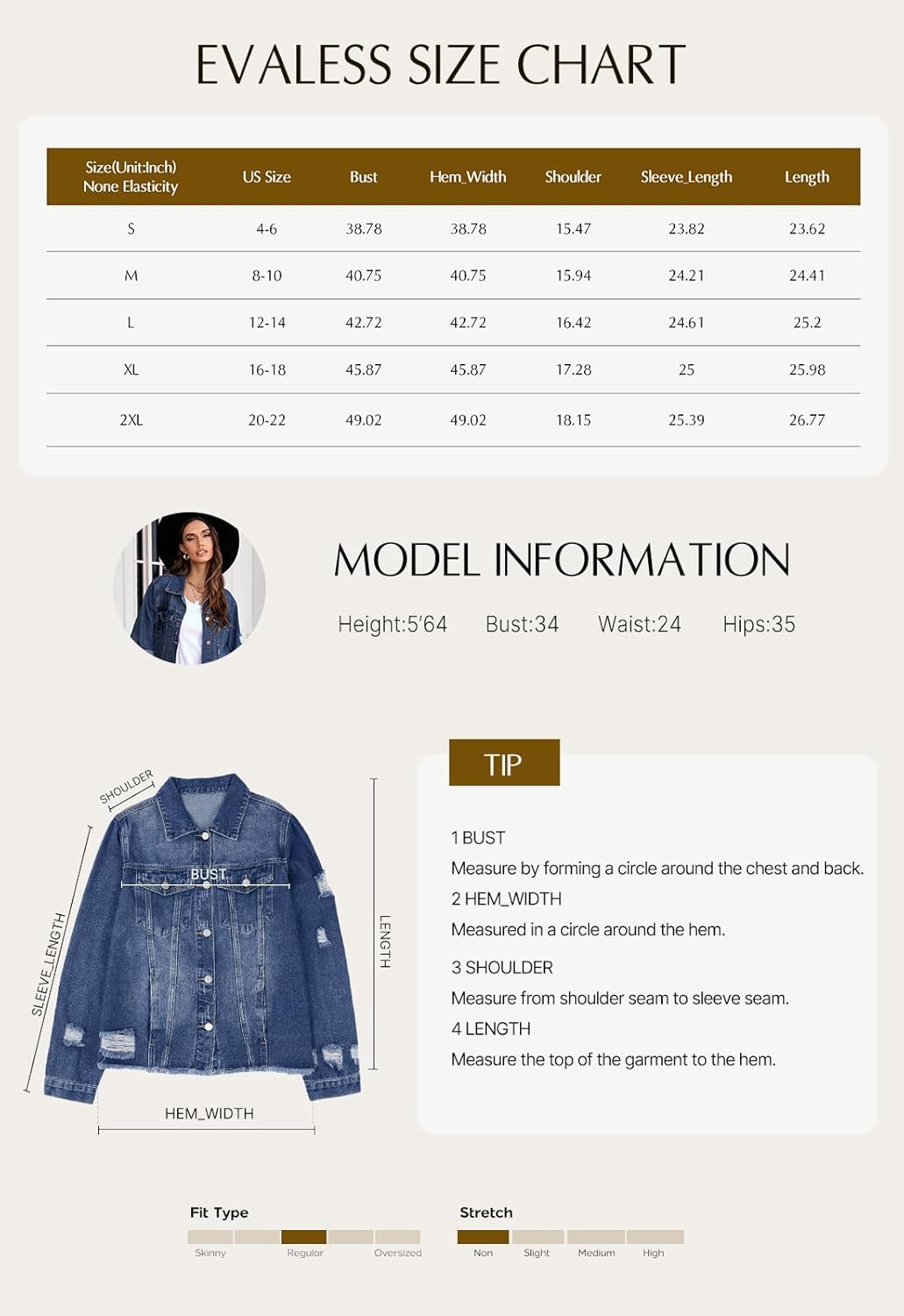 EVALESS Womens Boyfriend Washed Crop Denim Jean Jacket Coat - Image 6