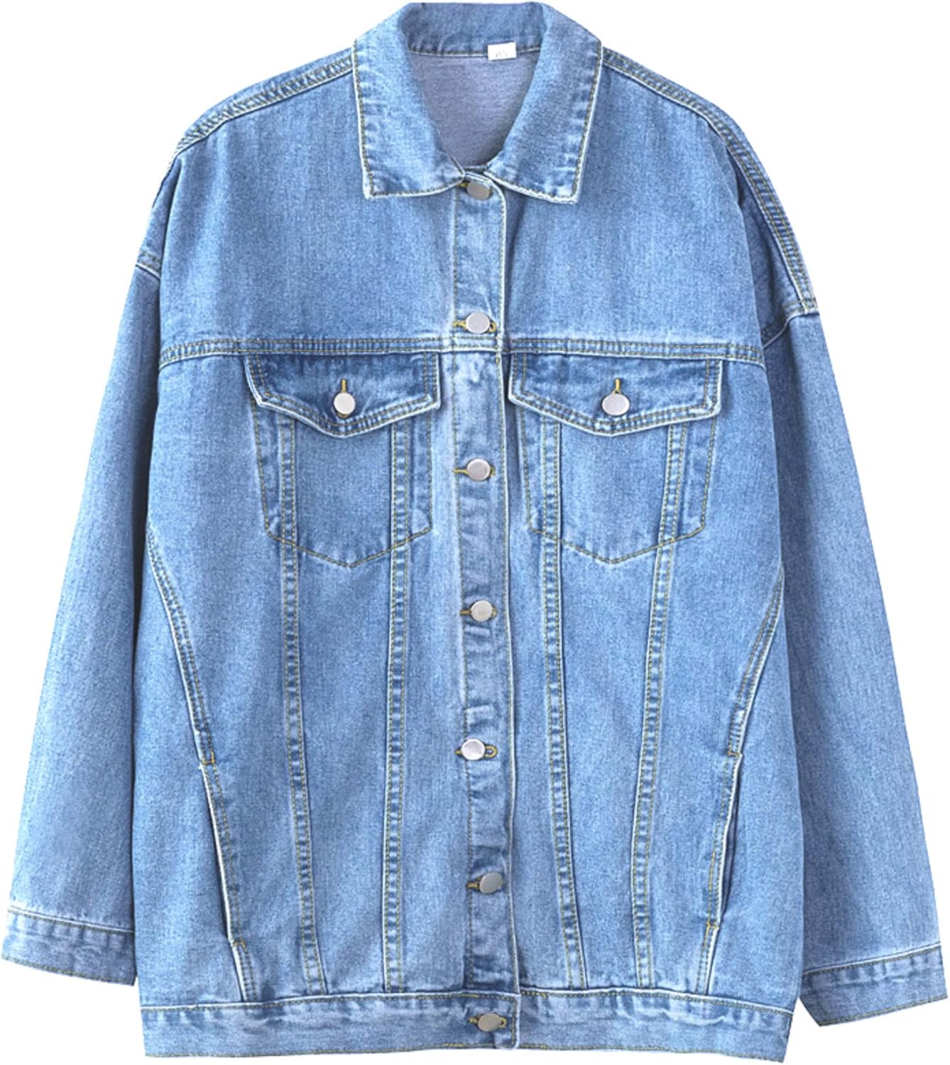 Gozoloma Women's Casual Loose Oversized Denim Jacket Long Sleeved Button Jean Jacket Coat Tops - Image 6