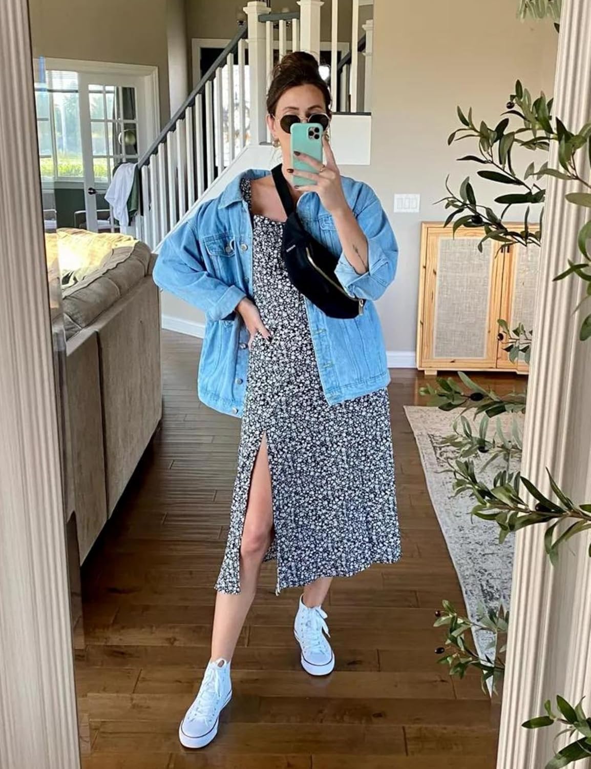 Gozoloma Women's Casual Loose Oversized Denim Jacket Long Sleeved Button Jean Jacket Coat Tops - Image 3