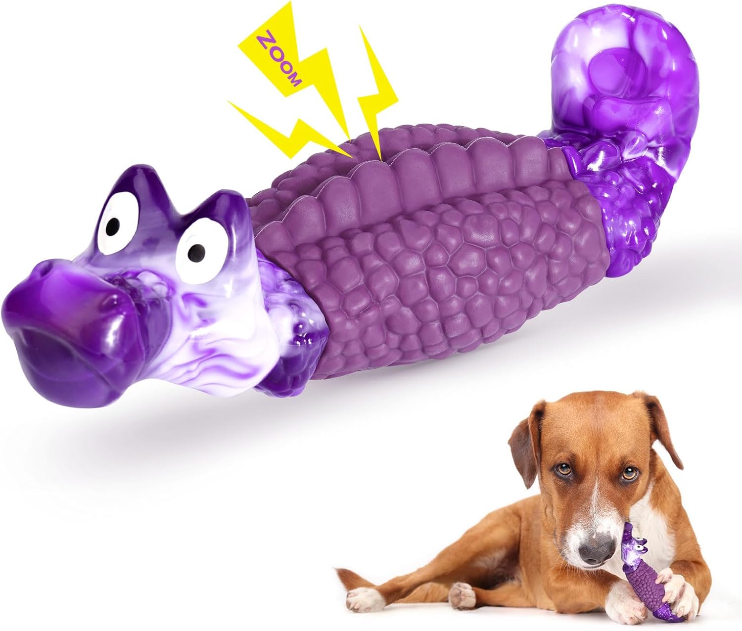 HGB Tough Dog Chew Toys for Aggressive Chewers, Squeaky Indestructible Dog Toy to Keep Them Busy & Reduce Boredom for Small, Medium, Large Breed, Bacon Flavor