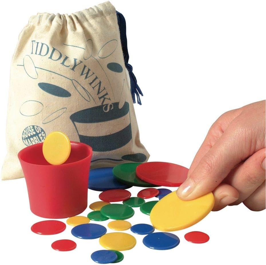 House of Marbles Tiddlywinks, Traditional Family Game with 28 Multicolored Pieces, a Timeless Retro Classic Travel Game for Kids or Adults with a Nostalgic Educational Board Game Feel - Image 2