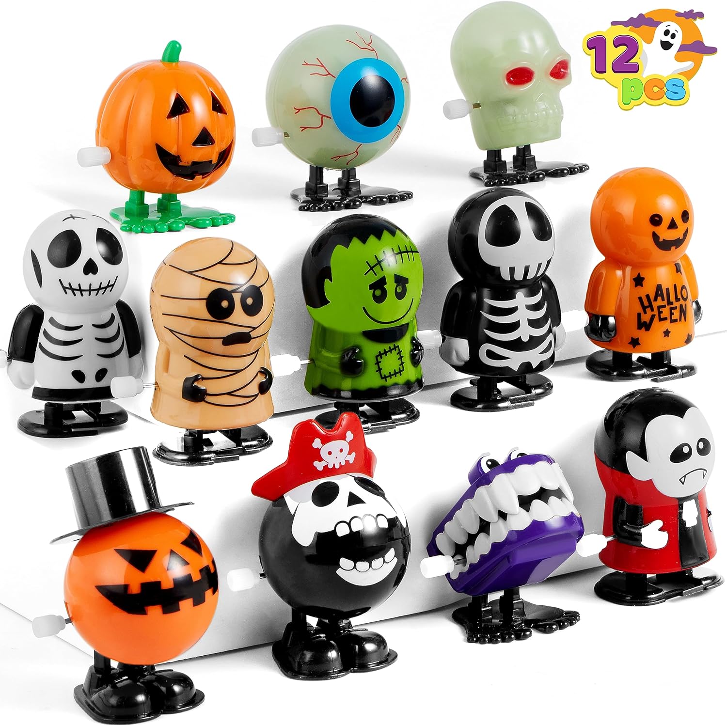 JOYIN 12 PCS Halloween Wind Up Toys for Kids Gifts, Wind Up Toys Bulk for Halloween Party Favors Goodie Bag Fillers, Student School Classroom Favors, Carnival Game Prizes
