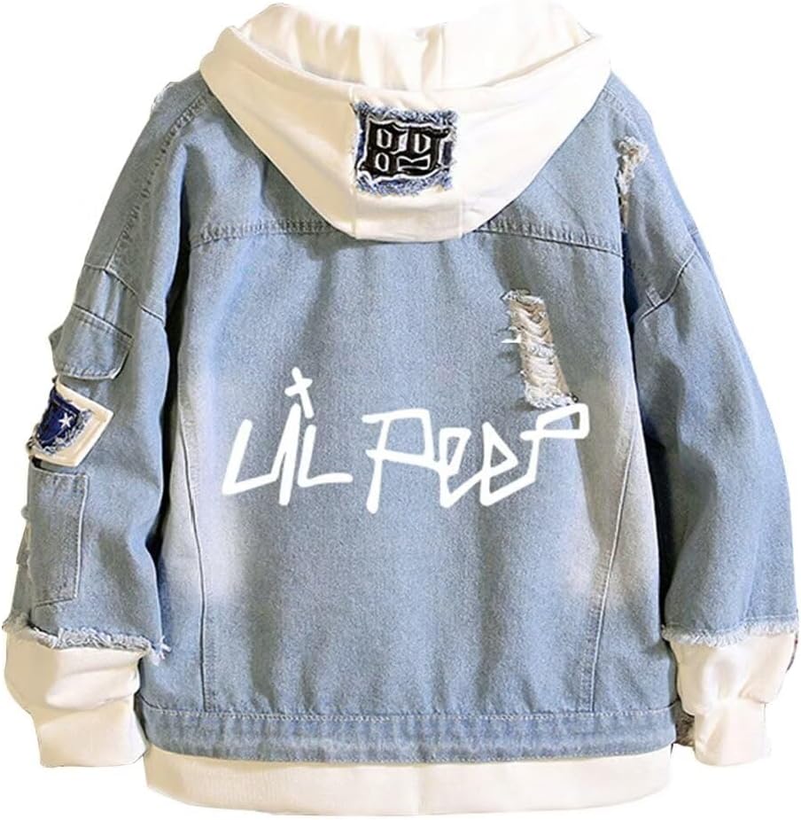 KPOP Rapper Denim Jacket Jeans Love Printed Fashion Sport Hip Hop Hoodie - Image 18