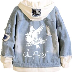 KPOP Rapper Denim Jacket Jeans Love Printed Fashion Sport Hip Hop Hoodie