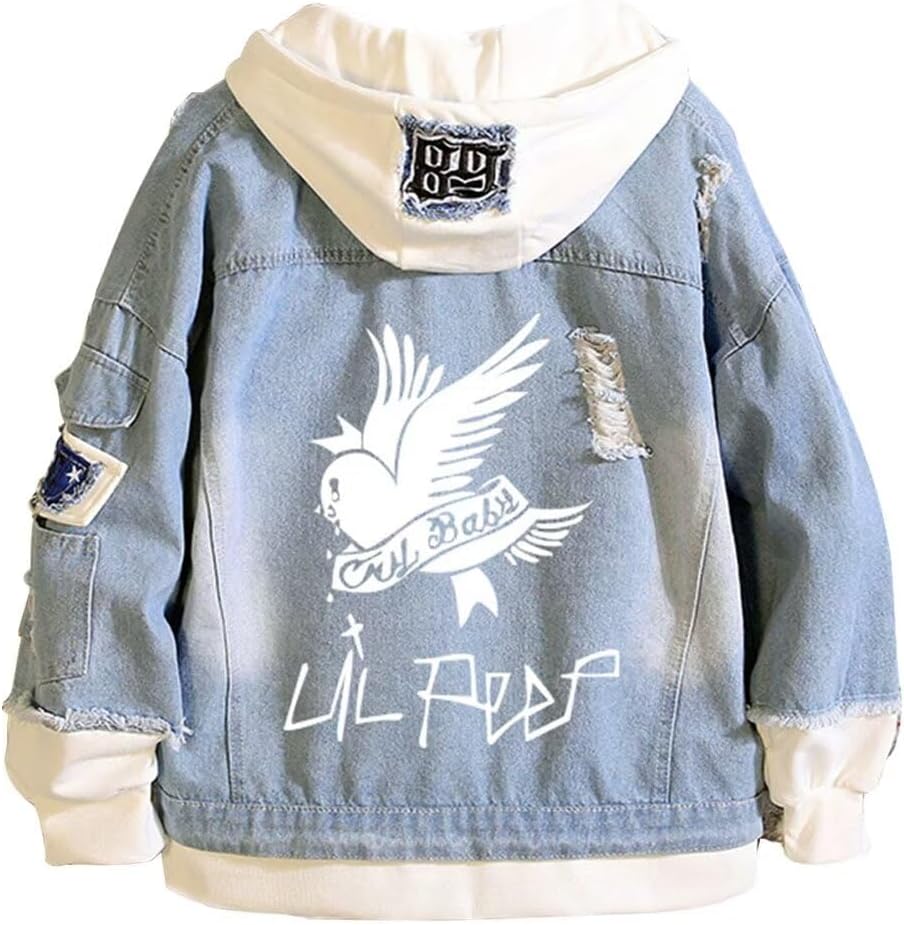 KPOP Rapper Denim Jacket Jeans Love Printed Fashion Sport Hip Hop Hoodie