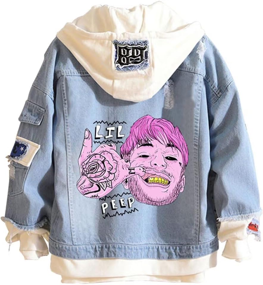 KPOP Rapper Denim Jacket Jeans Love Printed Fashion Sport Hip Hop Hoodie - Image 15
