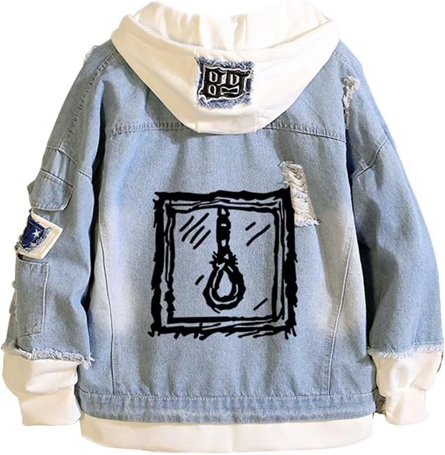 KPOP Rapper Denim Jacket Jeans Love Printed Fashion Sport Hip Hop Hoodie - Image 13