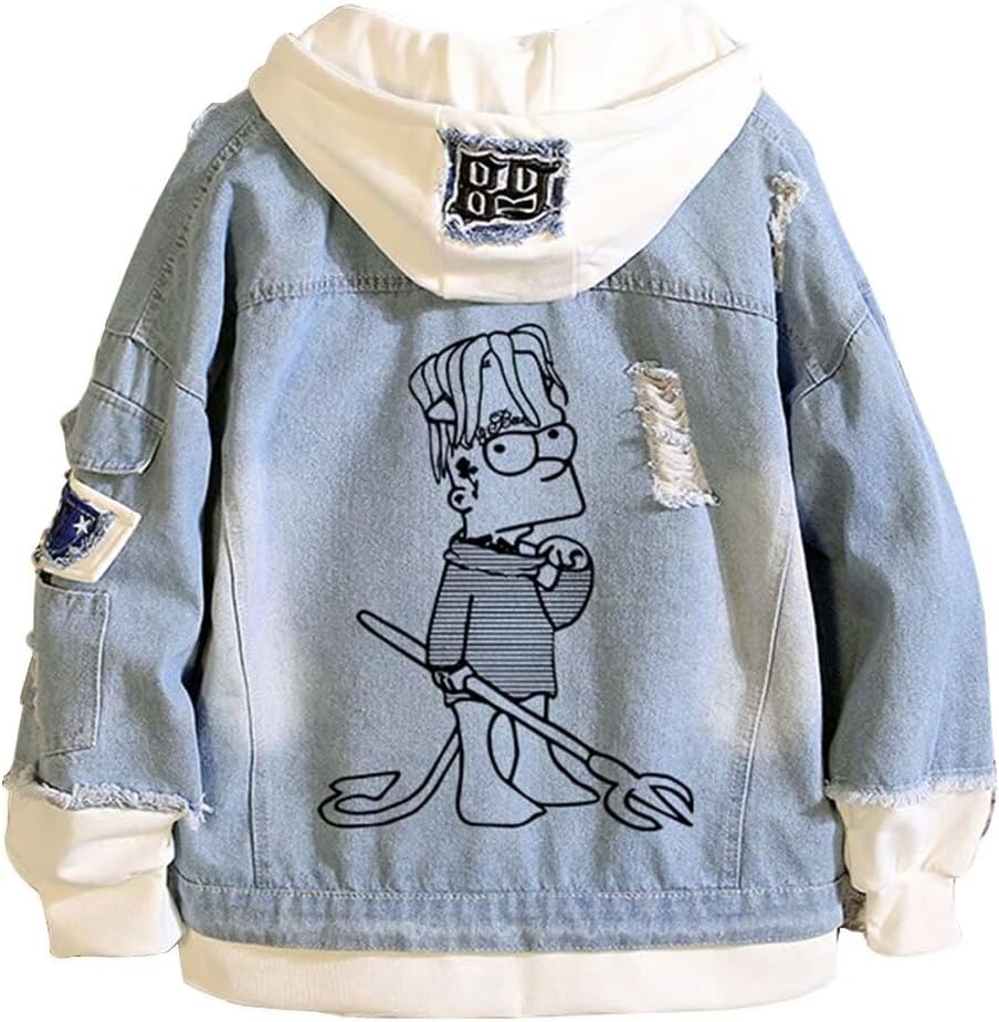 KPOP Rapper Denim Jacket Jeans Love Printed Fashion Sport Hip Hop Hoodie - Image 14