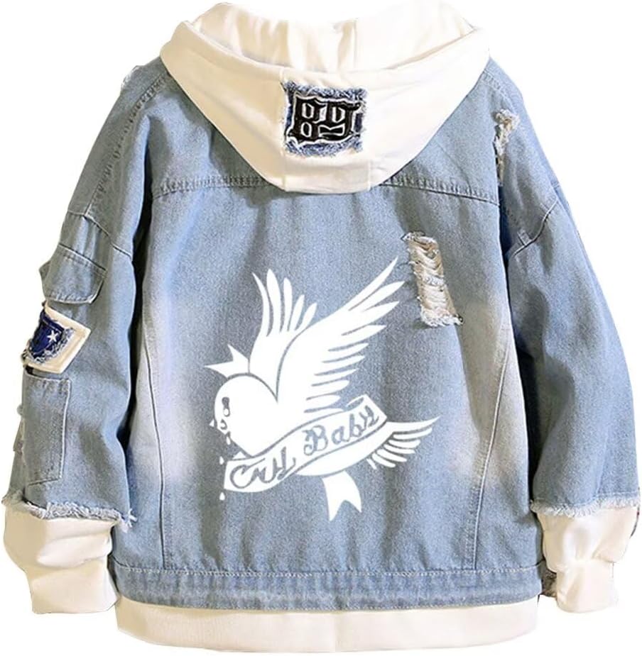 KPOP Rapper Denim Jacket Jeans Love Printed Fashion Sport Hip Hop Hoodie - Image 21