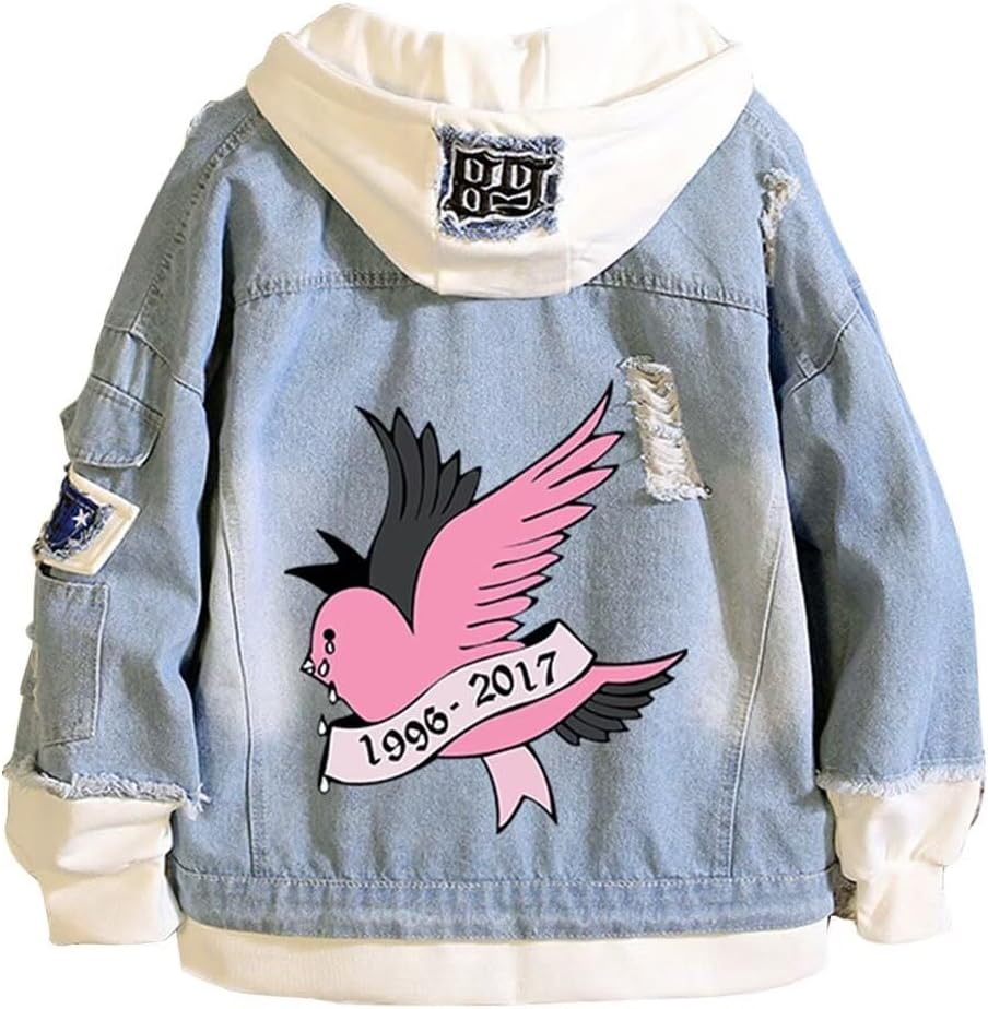 KPOP Rapper Denim Jacket Jeans Love Printed Fashion Sport Hip Hop Hoodie - Image 20