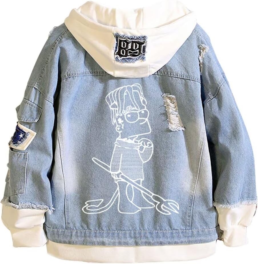 KPOP Rapper Denim Jacket Jeans Love Printed Fashion Sport Hip Hop Hoodie - Image 6