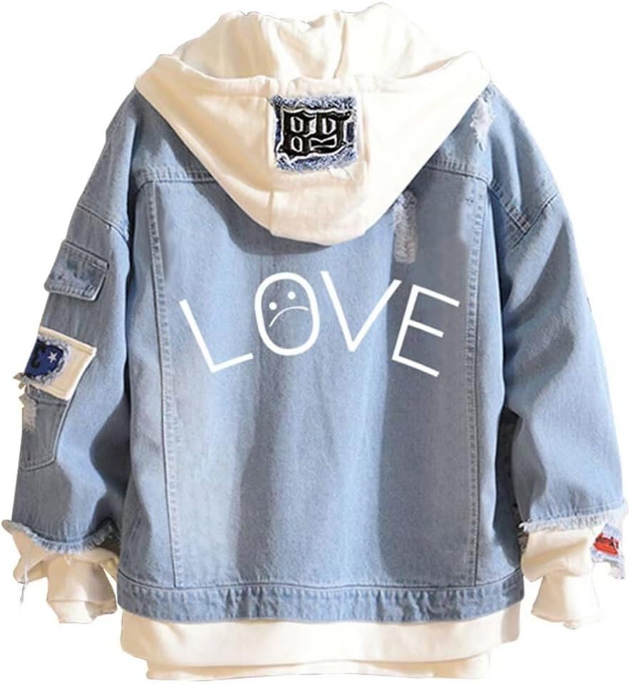 KPOP Rapper Denim Jacket Jeans Love Printed Fashion Sport Hip Hop Hoodie - Image 16
