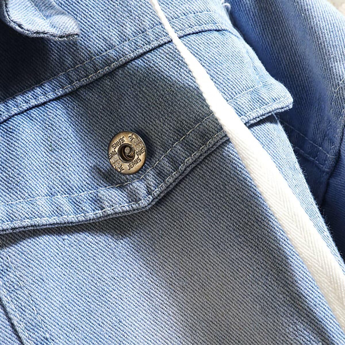 KPOP Rapper Denim Jacket Jeans Love Printed Fashion Sport Hip Hop Hoodie - Image 2