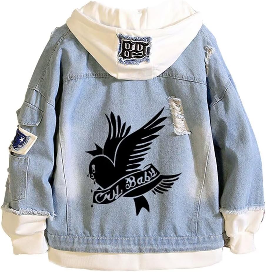 KPOP Rapper Denim Jacket Jeans Love Printed Fashion Sport Hip Hop Hoodie - Image 10