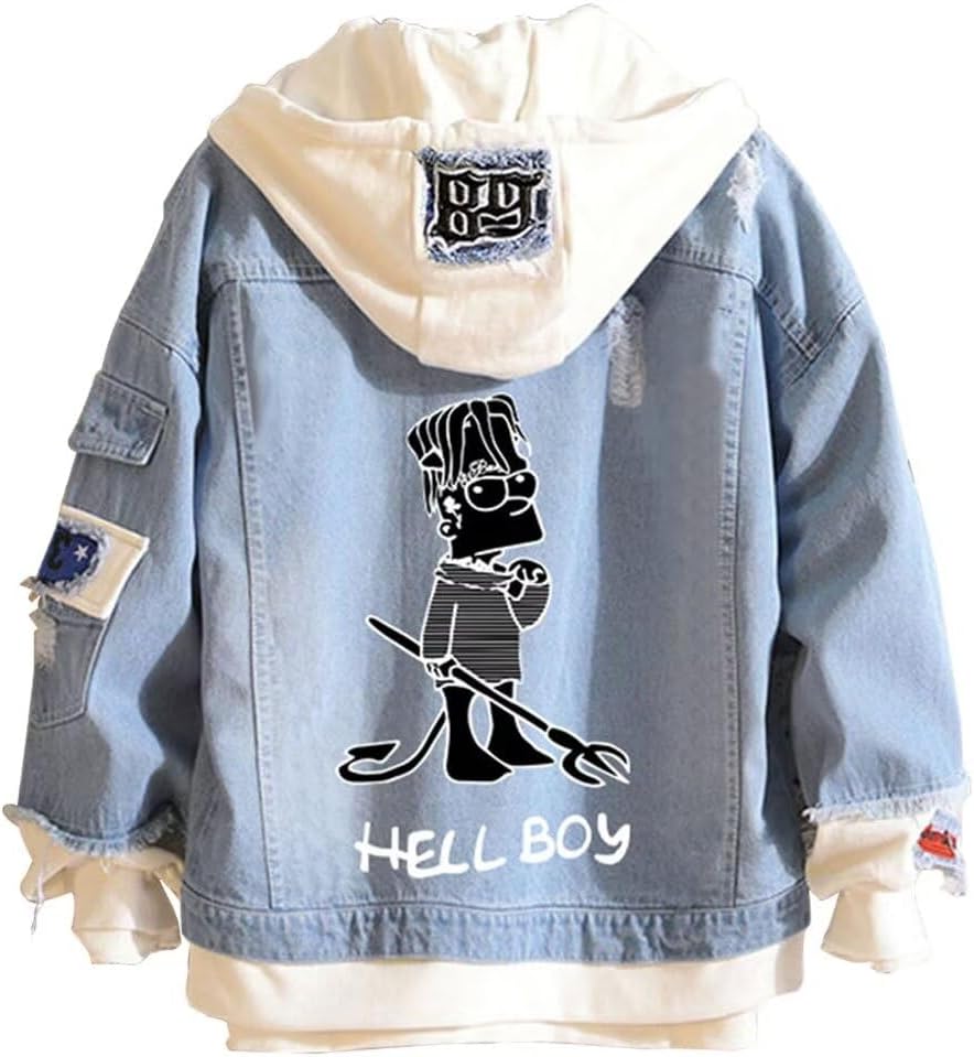 KPOP Rapper Denim Jacket Jeans Love Printed Fashion Sport Hip Hop Hoodie - Image 8