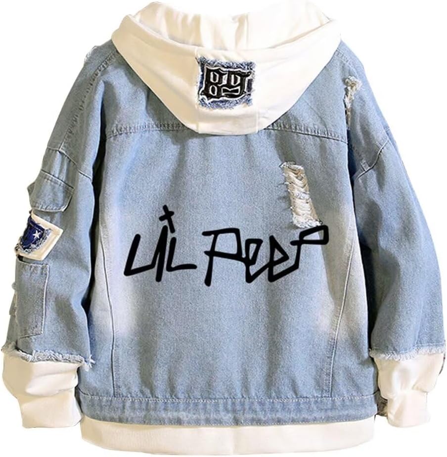 KPOP Rapper Denim Jacket Jeans Love Printed Fashion Sport Hip Hop Hoodie - Image 7