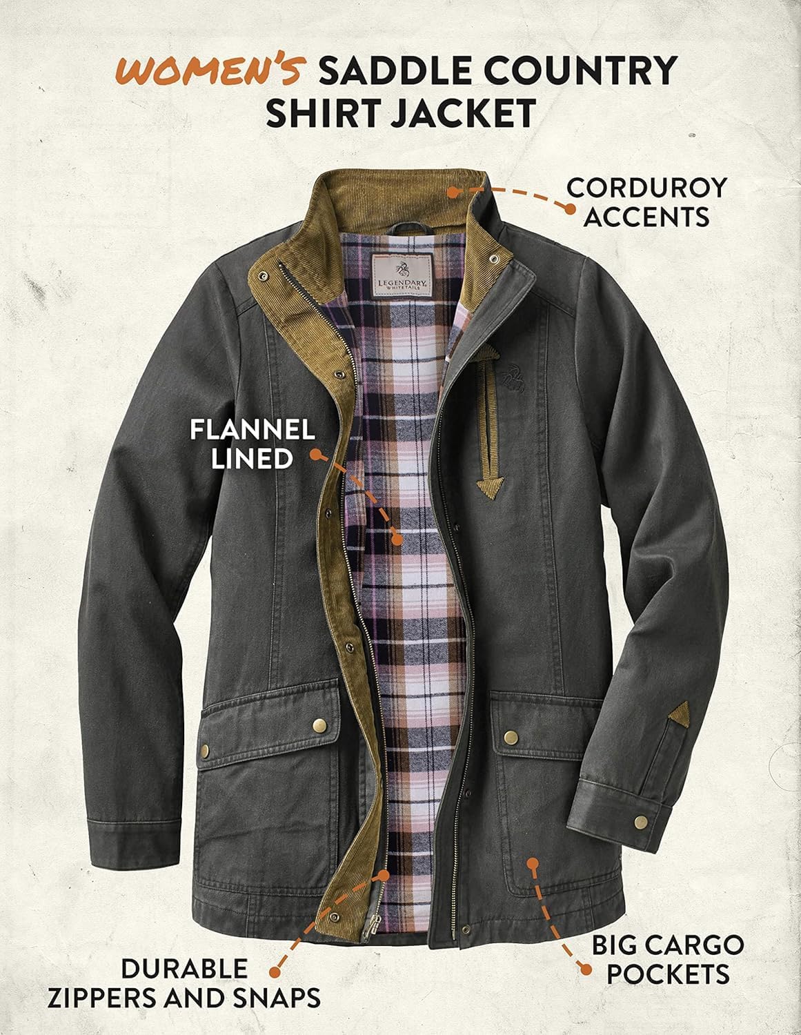 Legendary Whitetails Women's Shirt Jacket Long Sleeve Flannel Lined - Image 5