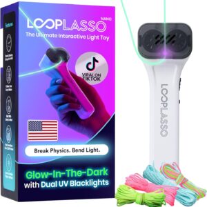 Loop Lasso NANO Glow in the Dark Rave Toys with Built-in UV Blacklight - Interactive Rope Launcher STEM Toy - Viral Flow and String Shooter Toy for Kids and Adults