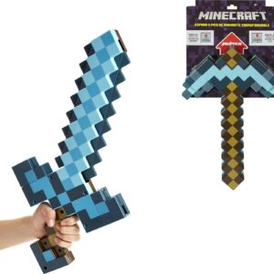 Mattel Minecraft Transforming Diamond Sword & Pick-Axe Kid-Sized 2-in-1 Toy Accessory for Role-Play & Costumes (Amazon Exclusive)