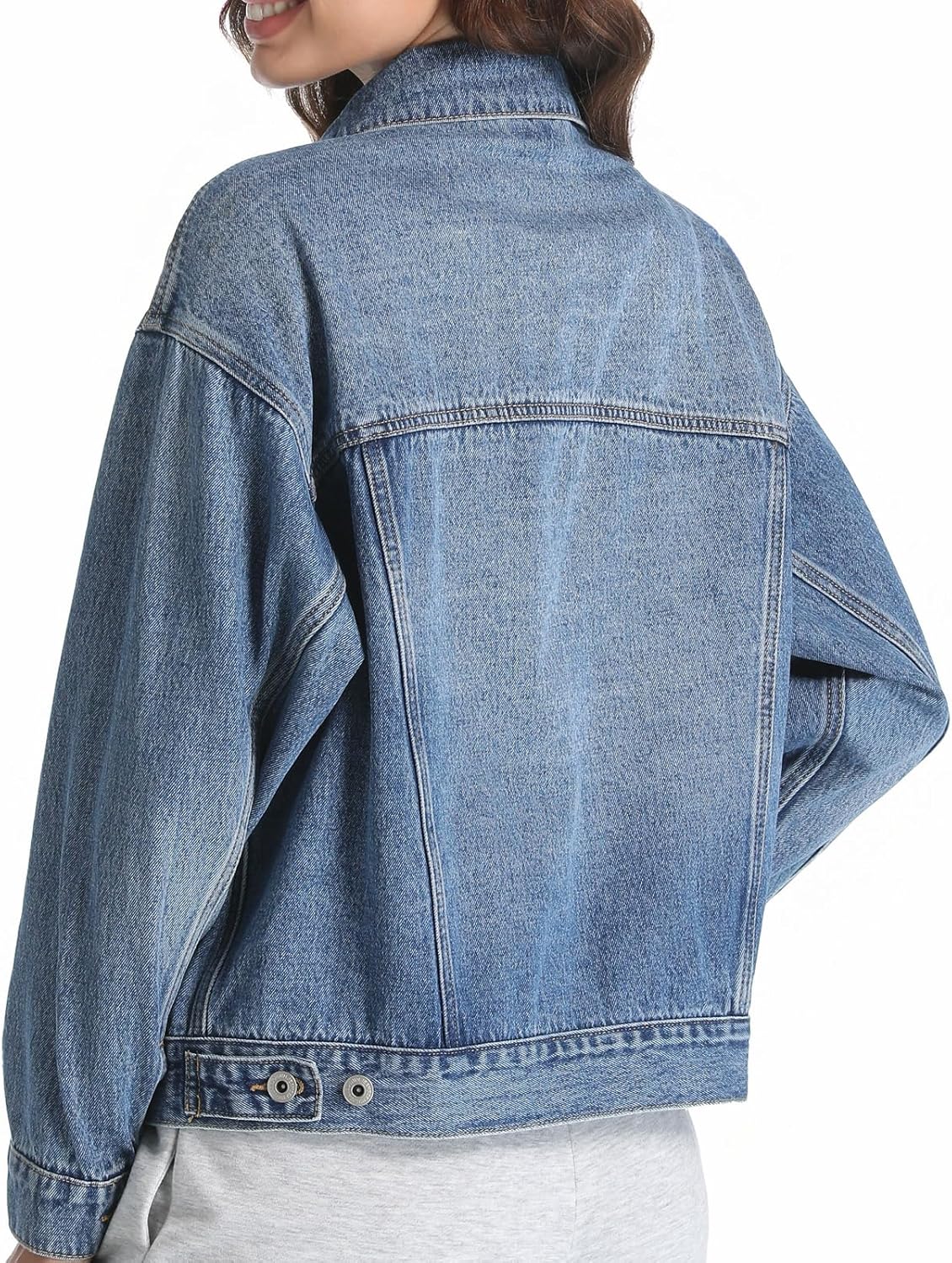 Mefija Women's Denim Jackets Long Sleeve Loose Fitted Jean Jacket Coats with Pocket 2025 - Image 2