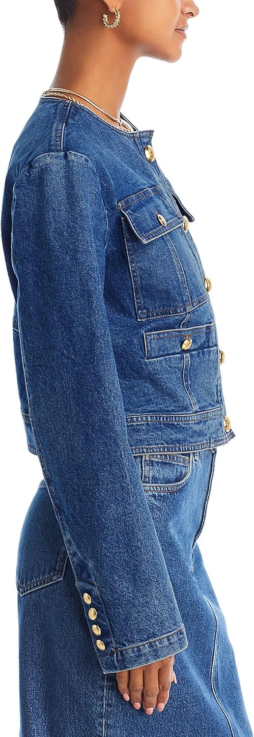 Nitzana Women's Cropped Denim Jacket Long sleeve Button Down Fall Winter Jean Jackets Coats with Pockets Trendy 2025 - Image 3