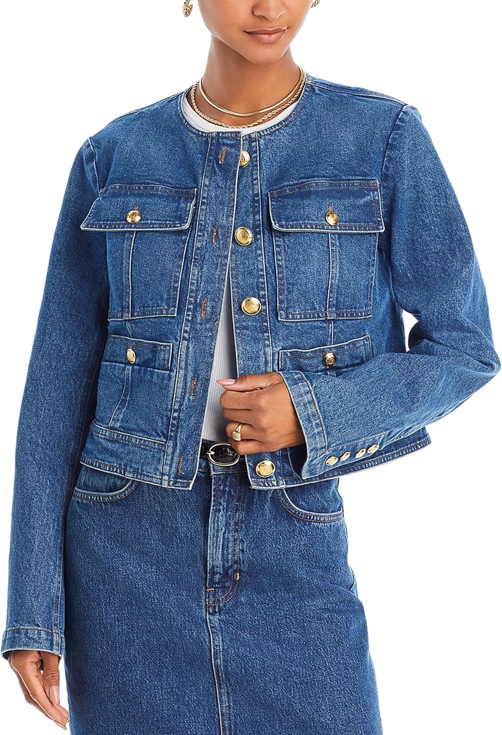 Nitzana Women's Cropped Denim Jacket Long sleeve Button Down Fall Winter Jean Jackets Coats with Pockets Trendy 2025 - Image 6