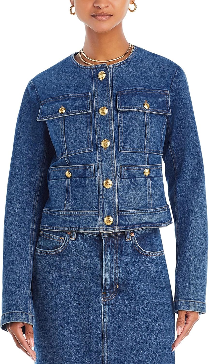 Nitzana Women's Cropped Denim Jacket Long sleeve Button Down Fall Winter Jean Jackets Coats with Pockets Trendy 2025 - Image 4