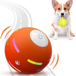 PetDroid Interactive Dog Toys Dog Ball,[2025 Newly Upgraded] Durable Motion Activated Automatic Rolling Ball Toys for\/Small\/Medium\/Large Dogs,USB Rechargeable (Orange)